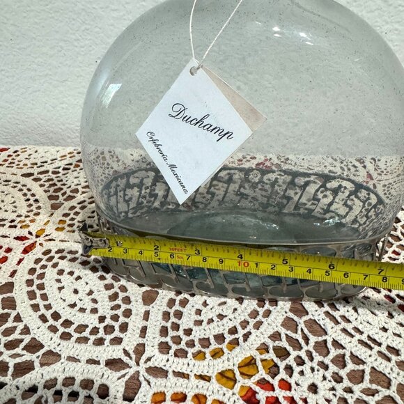 Duchamp Hand Blown Glass Decanter w/Nickel Plated Base and Cork Lid - Picture 2 of 12